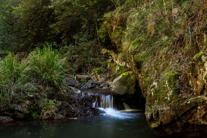 lake and waterfall